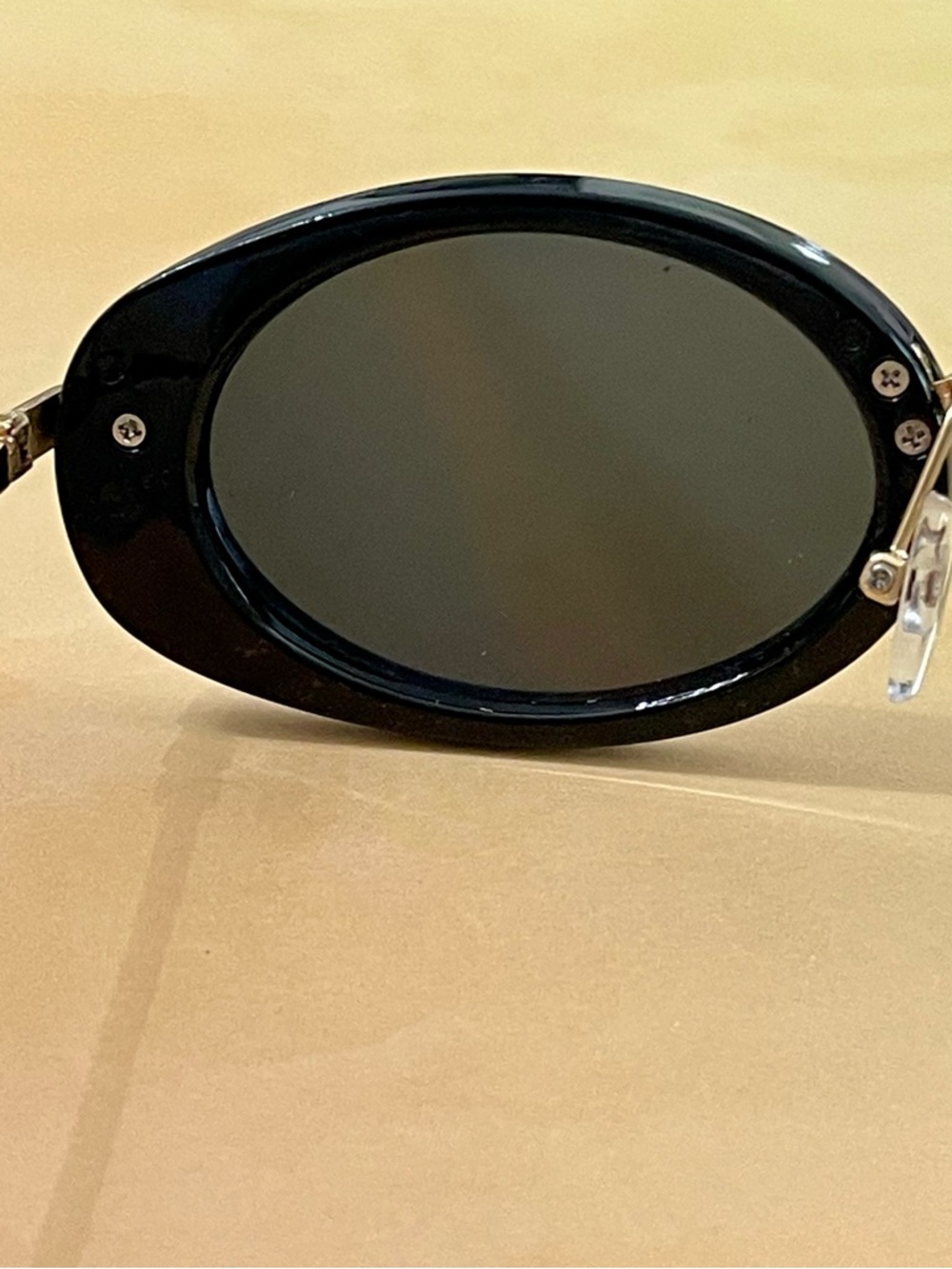 Free People Black Oval Frame Sunglasses with Gold Accents - Women Accessories - Picture 3 of 10